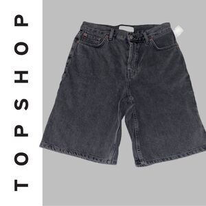 Top Shop Women’s Dark Gray High Waisted Button Fly Denim Shorts - Size‎ 8